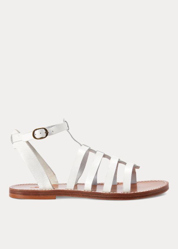 Sandalias Polo Ralph Lauren Mujer Blancos - Julianne Leather - UDQGE9735